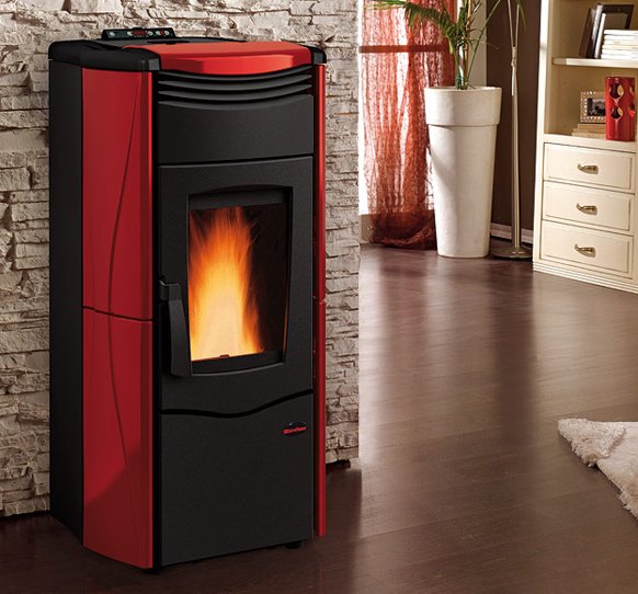 la nordica termostufa a pellet la nordica extraflame modello melinda idro steel 2.0 142 kw colore bordeaux ean 8055776918341