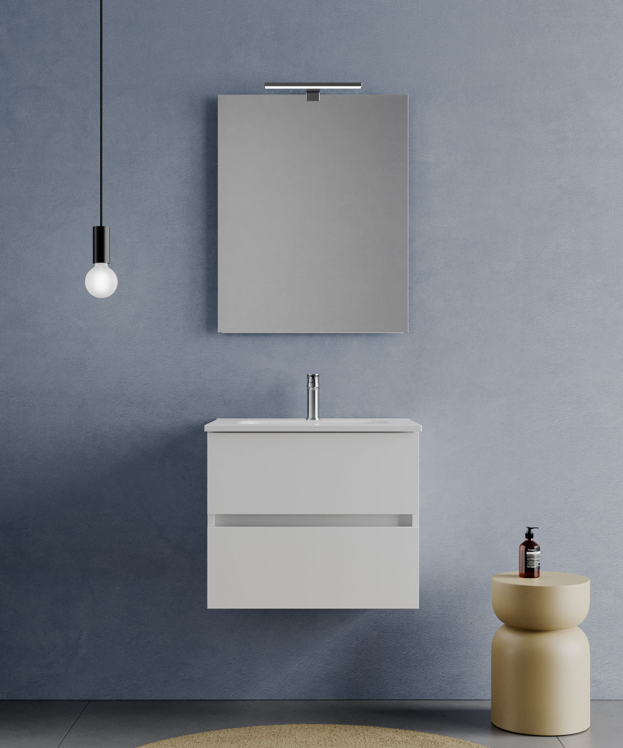 legnox consolle bagno legnox crea 60 cm bianco neve 2 cassetti lavabo specchio e lampada
