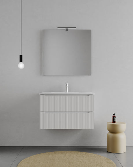 legnox consolle bagno legnox rigo 60 cm bianco neve con 2 cassetti lavabo specchio e lampada