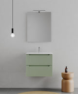 legnox consolle bagno legnox rigo 60 cm verde con 2 cassetti lavabo specchio e lampada