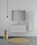 legnox consolle bagno legnox rigo 80 cm bianco neve con 2 cassetti lavabo specchio e lampada