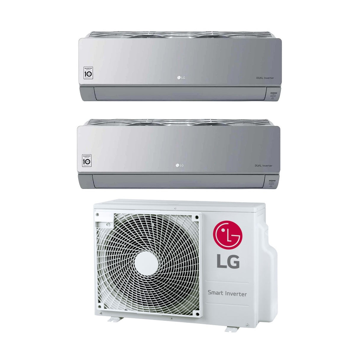 lg climatizzatore condizionatore lg dual split inverter serie artcool mirror silver 99 con mu2r15 ul0 r 32 90009000 wi fi integrato ean 8059657014276
