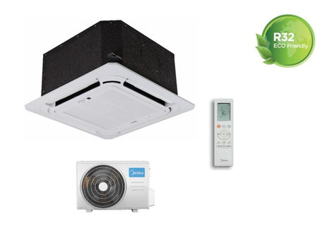 midea climatizzatore condizionatore inverter midea cassetta 4 vie 12000 btu mca3u 12hrfnx 57x57 a wi fi optional completa di griglia