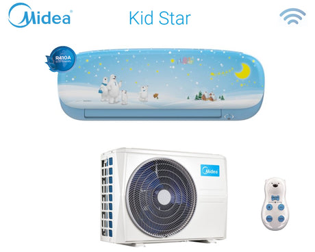 midea climatizzatore condizionatore midea inverter serie kid star 9000 btu kidb 27 r 410 wi fi optional colore blu ean 8059657006400