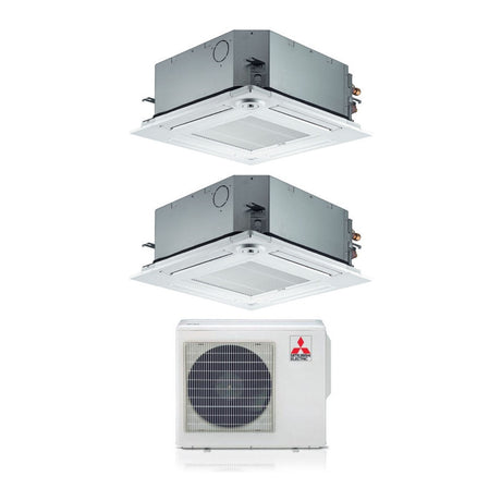 mitsubishi electric climatizzatore condizionatore mitsubishi electric dual split inverter a cassetta 60x60 slz m 912 con mxz 2f42vf r 32 wi fi optional 900012000