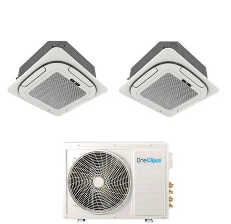 oneclima condizionatore oneclima dual split cassetta 4 vie 1212 con mlt21x3y24 r 32 wi fi optional griglia inclusa e telecomando di serie