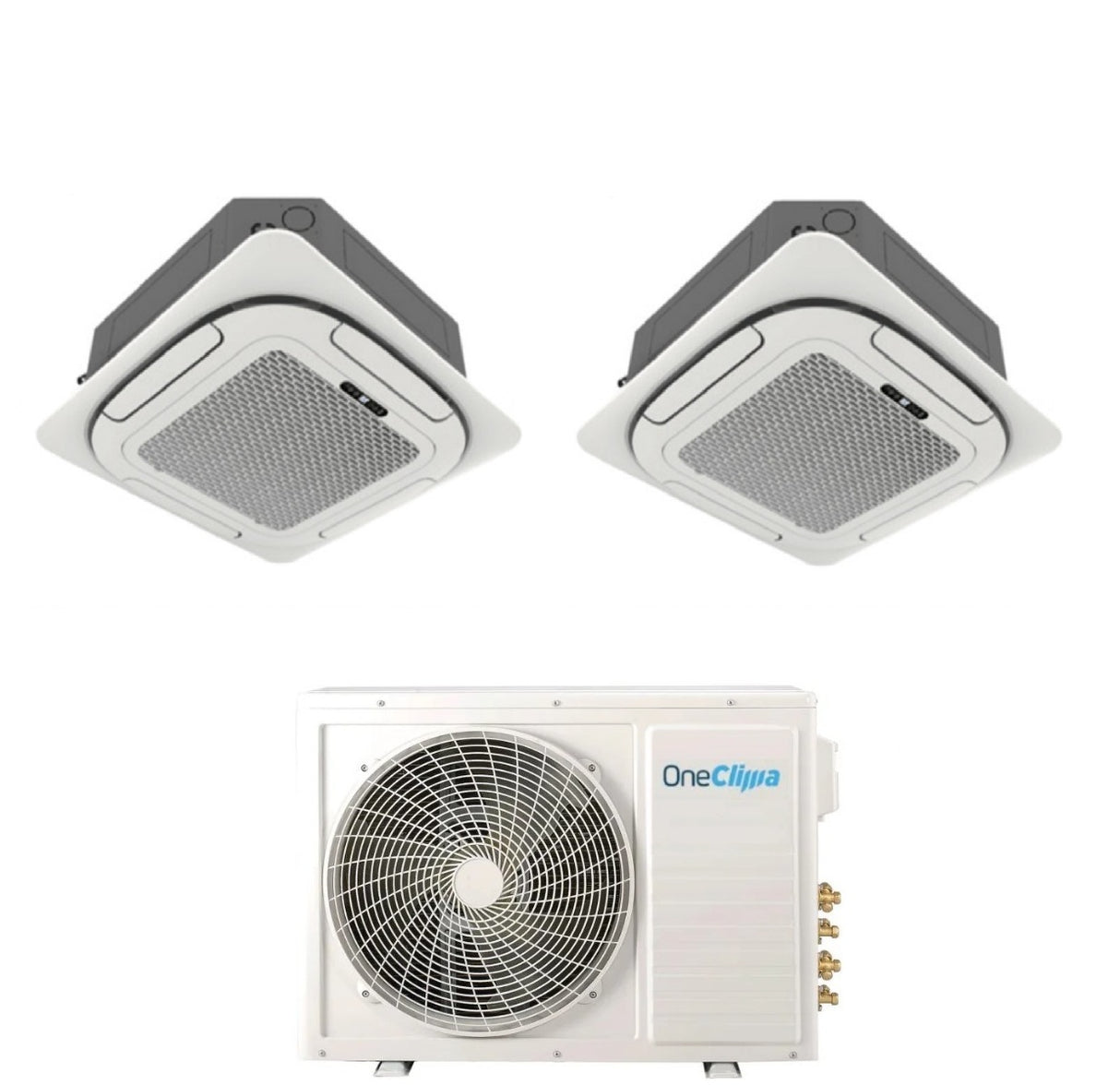 oneclima condizionatore oneclima dual split cassetta 4 vie 1818 con mlt27x3y24 r 32 wi fi optional griglia inclusa e telecomando di serie