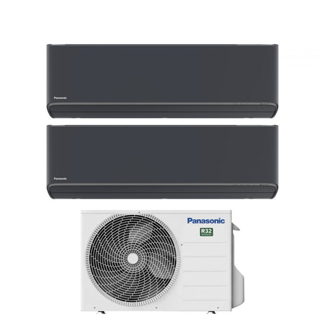 panasonic climatizzatore condizionatore panasonic dual split inverter serie etherea dark 712 con cu 2z50tbe r 32 wi fi integrato colore grigio grafite 700012000