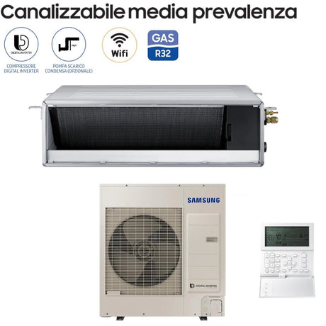 samsung climatizzatore condizionatore samsung inverter canalizzato canalizzabile media prevalenza 36000 btu ac100rnmdkgeu monofase r 32 classe aa con comando a filo incluso novita