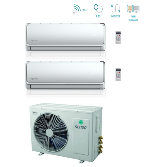 sendo climatizzatore condizionatore dual split inverter sendo ikaros l 900012000 con sfm 21ou3 r 32 wi fi integrato 912 ean 8059657010421