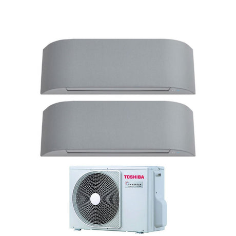 toshiba climatizzatore condizionatore toshiba dual split inverter serie haori 1013 912 con ras 2m18u2avg e r 32 wi fi integrato 1000013000 900012000 colore grigio chiaro