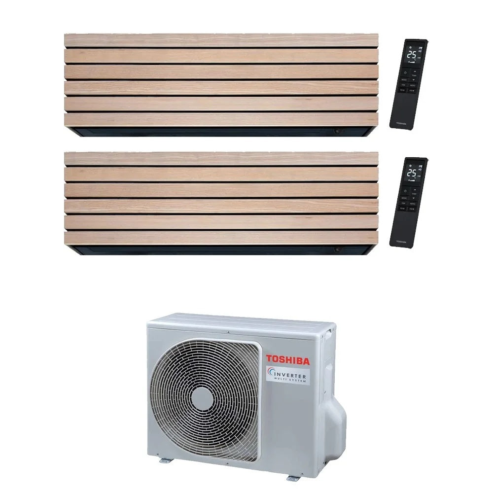 toshiba condizionatore dual split toshiba daiseikai 10 wood 99 1010 con ras 2m14g3avg e r 32 wi fi integrato