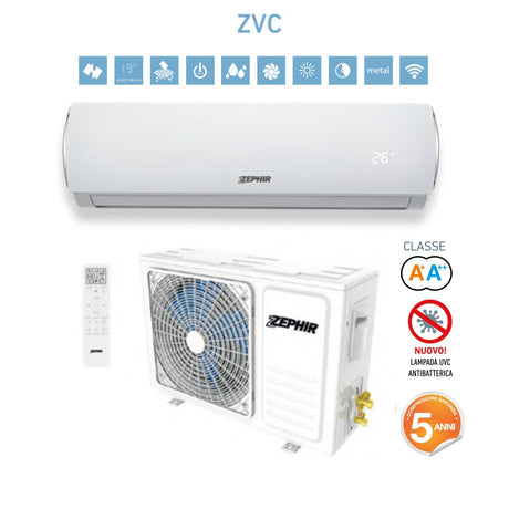 zephir climatizzatore condizionatore zephir monosplit smart clean 12000 btu zvc 12000 r 32 ean 8059657005984