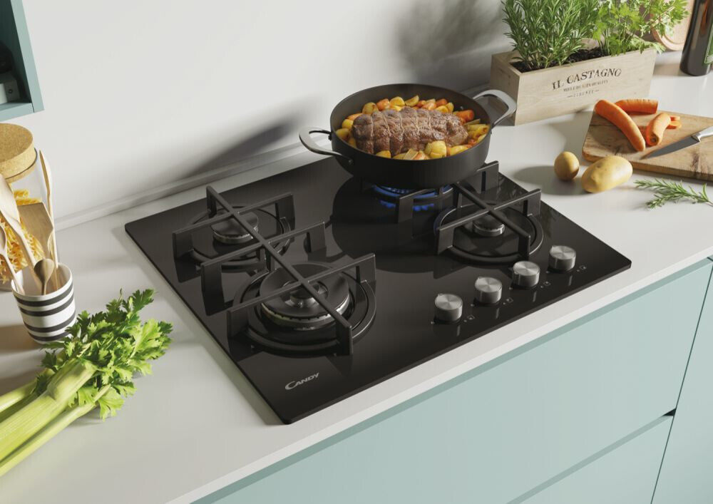 candy piano cottura a gas candy cdk6gf4wekb 4 fuochi l595xp51 vetro temperato nero ean 8059019002217