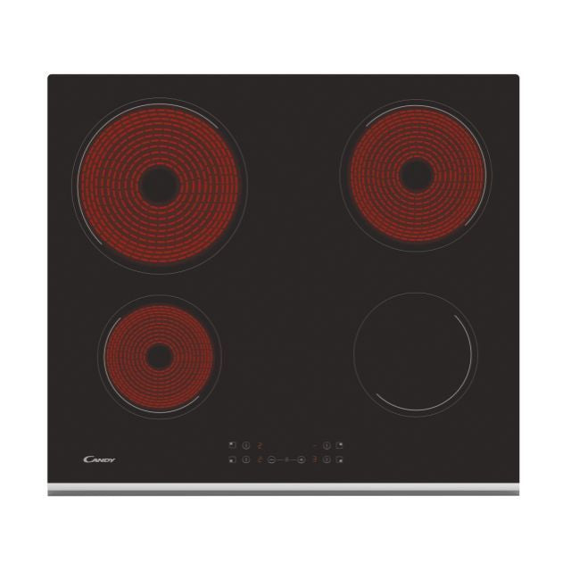 candy piano cottura elettrico candy ch64xb a 4 fuochi 60 cm vetroceramica nero lxp 59x52 con controlli touch 33801795 ean 8016361954892