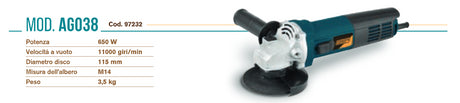 concord mini smerigliatrice angolare concord 650w ag038