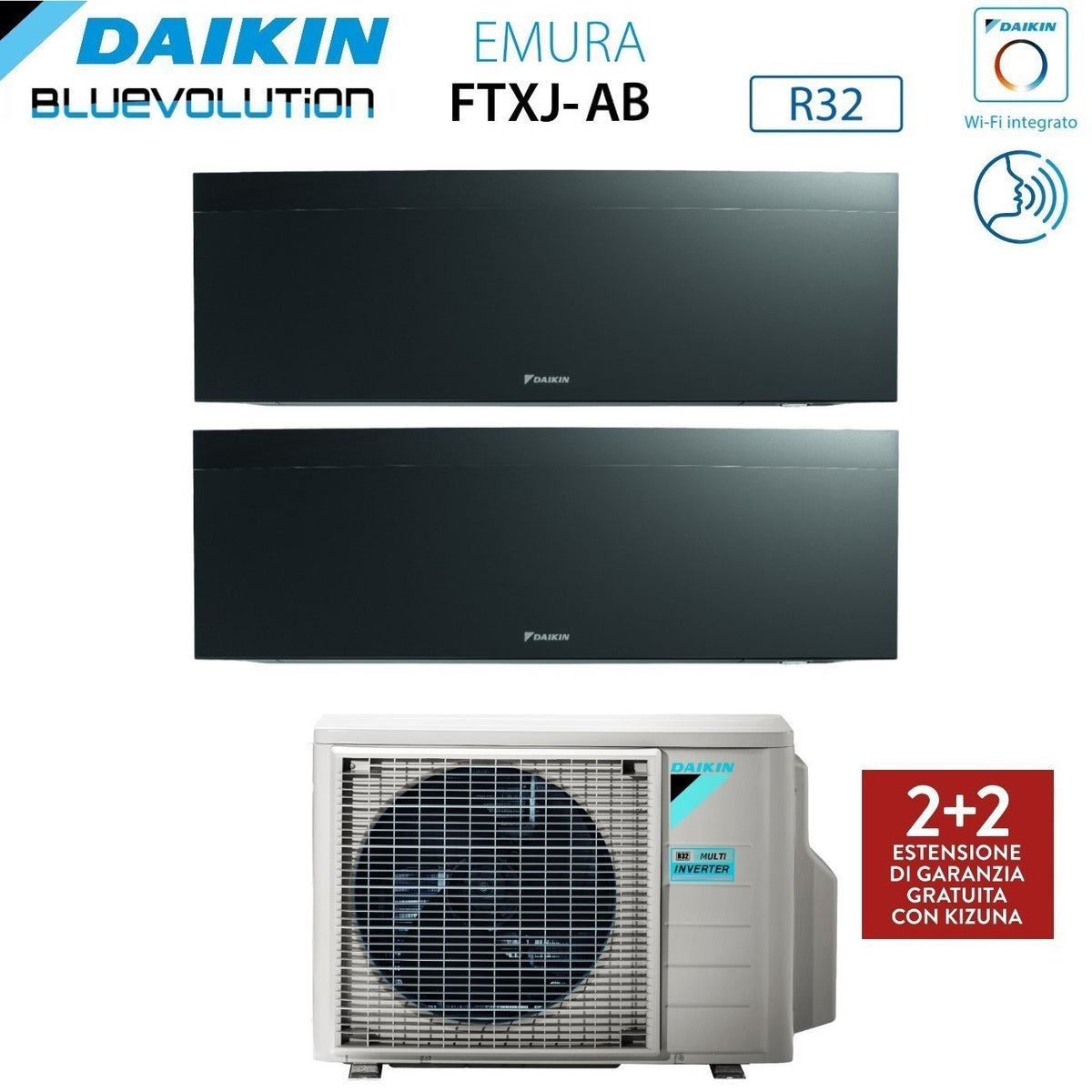 daikin climatizzatore condizionatore daikin bluevolution dual split inverter serie emura black iii 912 con 2mxm50n r 32 wi fi integrato 900012000 colore nero garanzia italiana