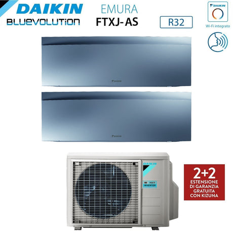 daikin climatizzatore condizionatore daikin bluevolution dual split inverter serie emura silver iii 915 con 2mxm50n r 32 wi fi integrato 900015000 colore argento garanzia italiana