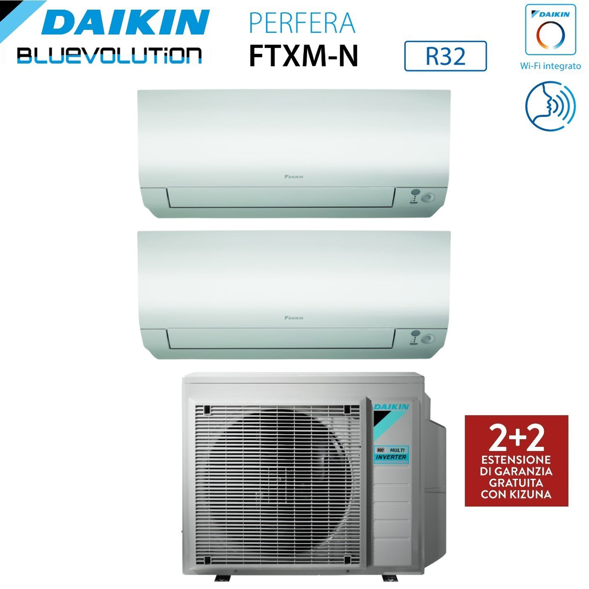 daikin climatizzatore condizionatore daikin bluevolution dual split inverter serie ftxmn perfera 912 con 2mxm40mn r 32 wi fi integrato 900012000 garanzia italiana ean 8059657007636