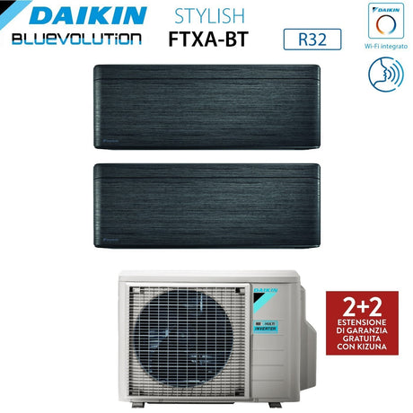 daikin climatizzatore condizionatore daikin bluevolution dual split inverter serie stylish real blackwood 912 con 2mxm40mn r 32 wi fi integrato 900012000 colore legno nero garanzia italiana ean 8059657008176