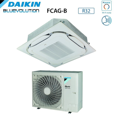 daikin climatizzatore condizionatore daikin bluevolution inverter a cassetta round flow skyair alpha series 48000 btu fcag140b rzag140nv1 monofase r 32 wi fi optional con griglia standard