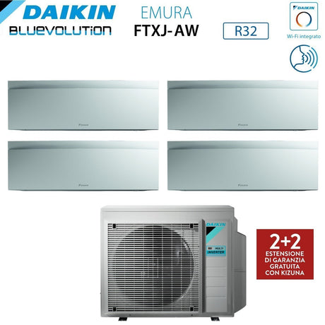 daikin climatizzatore condizionatore daikin bluevolution quadri split inverter serie emura white iii 771215 con 4mxm80n r 32 wi fi integrato 700070001200015000 colore bianco garanzia italiana ean 8059657068835