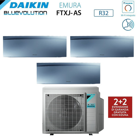 daikin climatizzatore condizionatore daikin bluevolution trial split inverter serie emura silver iii 779 con 3mxm40n r 32 wi fi integrato 700070009000 colore argento garanzia italiana