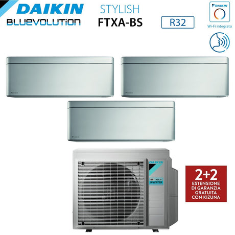 daikin climatizzatore condizionatore daikin bluevolution trial split inverter serie stylish total silver 91215 con 3mxm68n r 32 wi fi integrato 90001200015000 colore grigio garanzia italiana