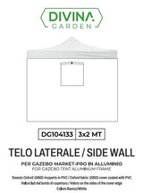 divina garden telo laterale per gazebo market pro 3x2 con finestra avvolgibile richiudibile bianco ean 8056157808886