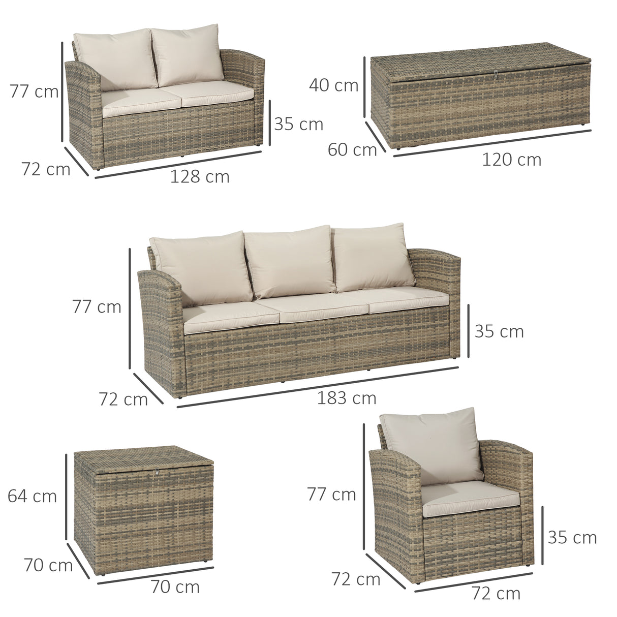 easycomfort area occasioni 2511 easycomfort set da giardino 6 pezzi in rattan con divani poltrone e tavoli contenitore beige