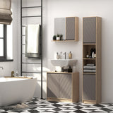 easycomfort easycomfort armadietto pensile per bagno con anta a specchio grigio e rovere ean 8054111842907