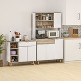 easycomfort easycomfort credenza cucina alta moderna con armadietti e cassetto mobile dispensa con ripiani regolabili 98x39x180cm bianco e legno