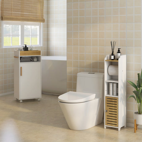 easycomfort easycomfort mobiletto bagno salvaspazio in truciolato con ripiani e armadietto inferiore 18x20x90 cm bianco