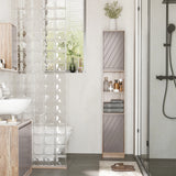 easycomfort easycomfort mobiletto salvaspazio per bagno in legno con 2 armadietti e 6 ripiani grigio e rovere 30 x 24 x 170cm ean 8054111847469