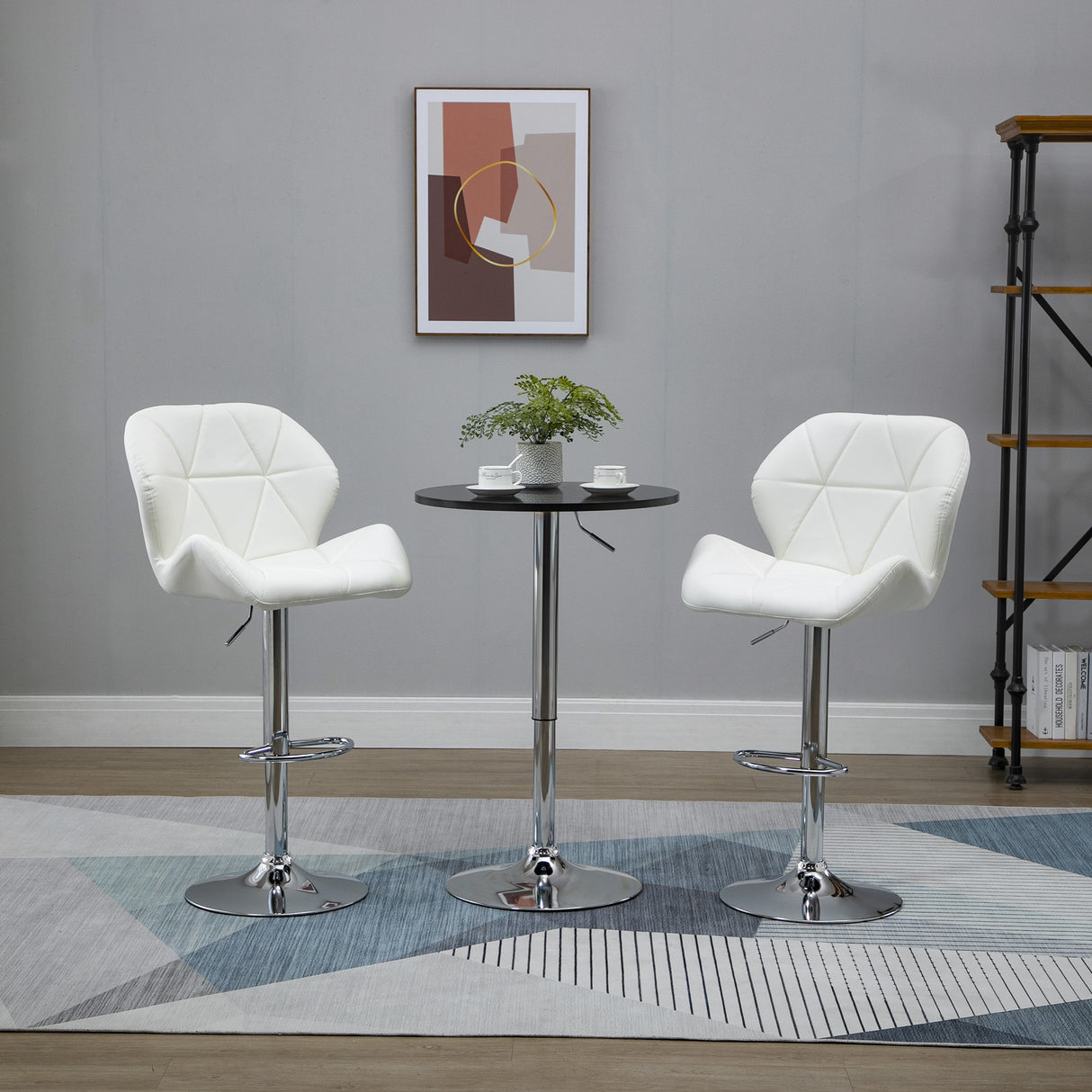 easycomfort easycomfort set 2 sgabelli da bar girevoli con altezza regolabile rivestimento similpelle e base rotonda bianco