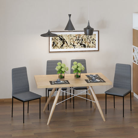 easycomfort easycomfort set 4 sedie imbottite in stile moderno in metallo e tessuto grigio