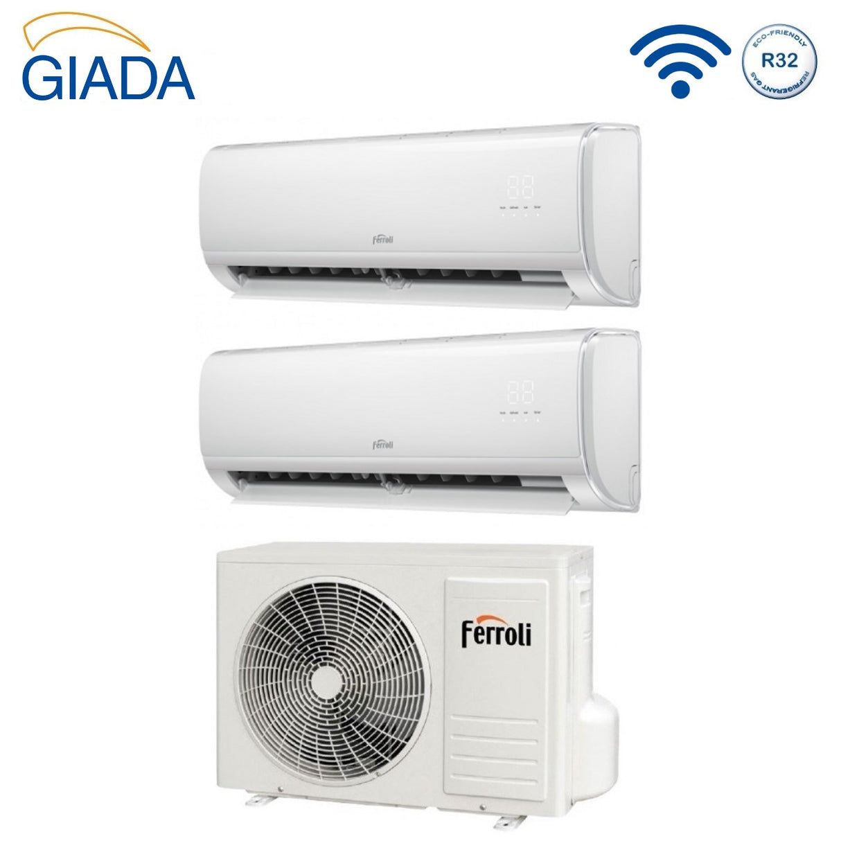 ferroli climatizzatore condizionatore ferroli dual split inverter serie giada m 1212 con 27 3 r 32 wi fi integrato 1200012000