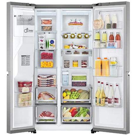 frigoriero lg smart side by side gsjv91pzae 635 litri classe energetica e a179xl91xp735 total no frost funzione ghiaccio tritato frost door in door wi fi con smartthinq inox ean 8806091424693