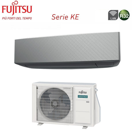 fujitsu climatizzatore condizionatore fujitsu inverter serie ke 12000 btu asyg12ketae b r 32 wi fi optional 3ngf87130 colore argento silver classe aa ean 8059657004277