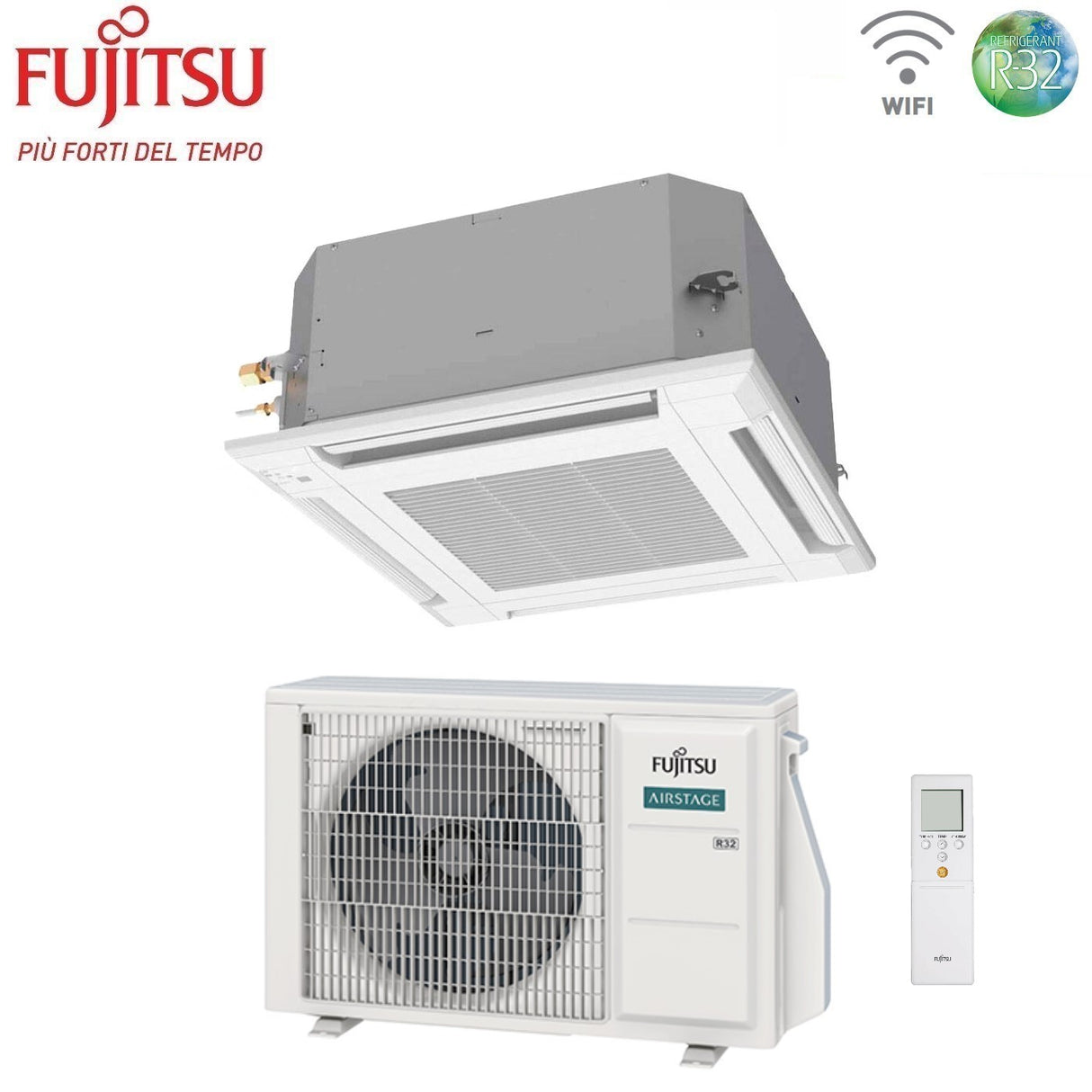 fujitsu condizionatore a cassetta fujitsu kv 18000 btu auxg18kvla r 32 wi fi optional con griglia e telecomando