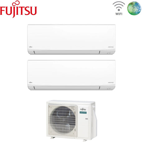 fujitsu condizionatore dual split fujitsu kj white 712 con aoeg18kbca2 r 32 wi fi integrato