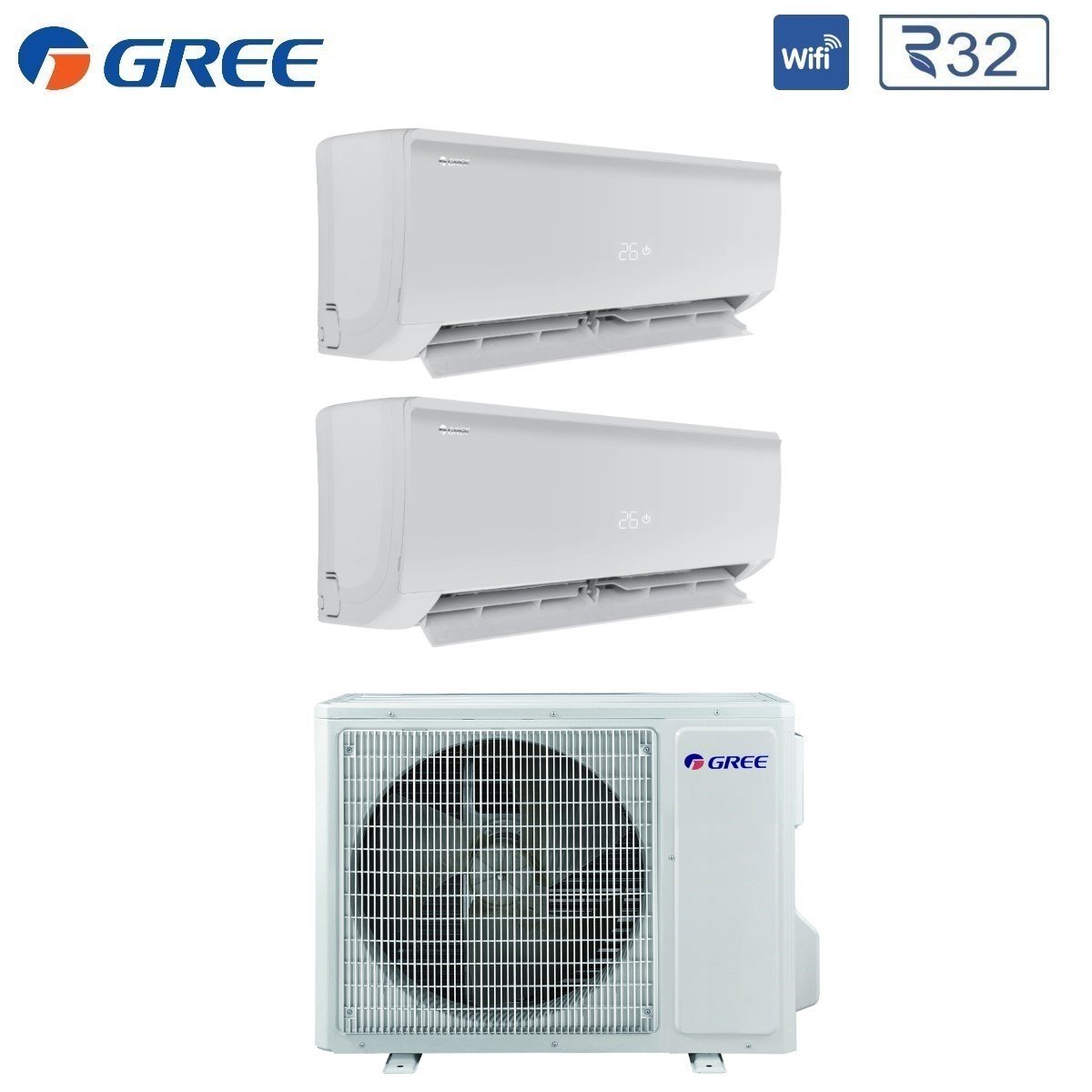 gree climatizzatore condizionatore gree dual split inverter serie bora plus 912 con gwhd14nk6oo r 32 wi fi optional 900012000