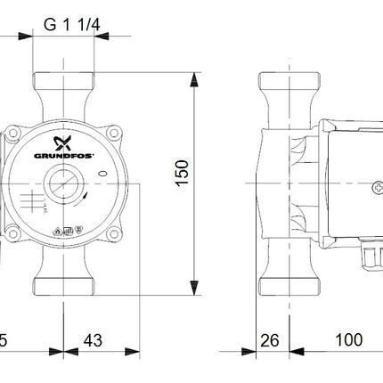 grundfos circolatore a rotore bagnato grundfos up 20 30 n 150 per impianti di acqua calda sanitaria domestici 59643500 ean 59643500