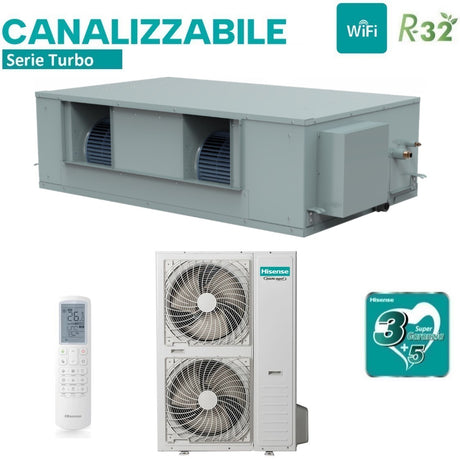 hisense climatizzatore condizionatore hisense canalizzato canalizzabile hsp inverter 85000 btu aud250ux4rph8 trifase r 32 wi fi optional con comando a filo e telecomando di serie