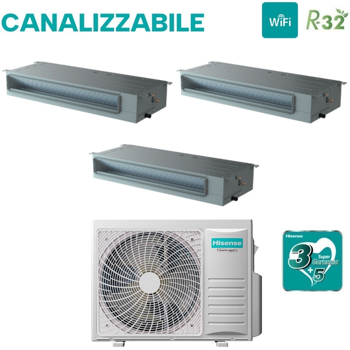 hisense climatizzatore condizionatore hisense dual split inverter canalizzato canalizzabile 912 con 2amw52u4rxc r 32 wi fi optional 900012000 con telecomando di serie e cablato incluso