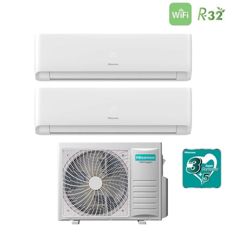 hisense climatizzatore condizionatore hisense dual split inverter serie ecosense 1212 con 3amw62u4rjc r 32 wi fi integrato 1200012000