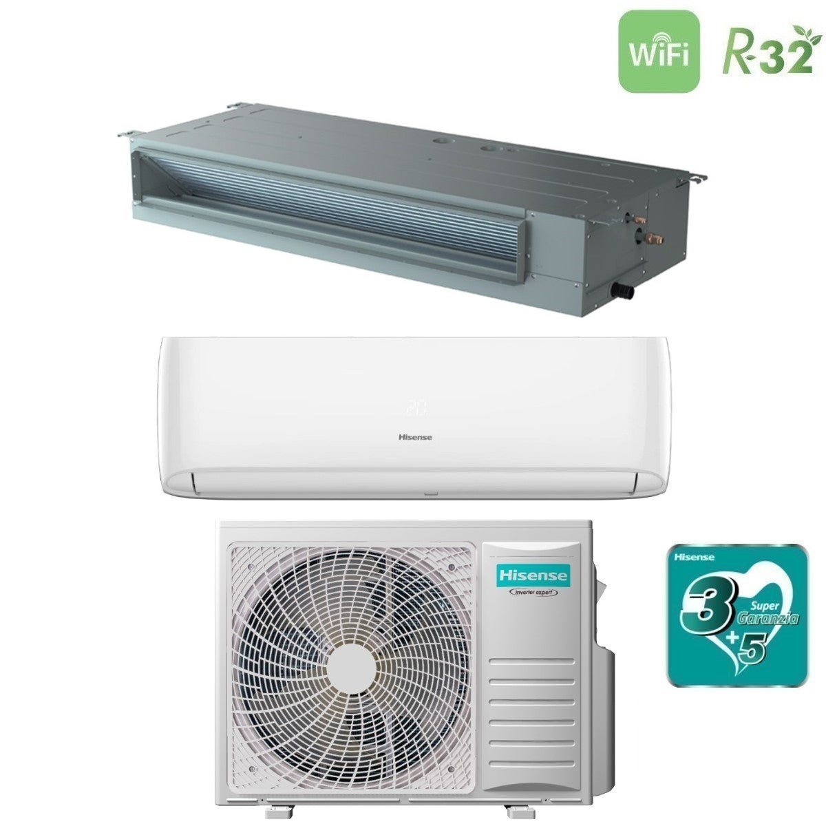 hisense climatizzatore condizionatore hisense dual split inverter serie hi comfort 12000 canalizzato 18000 con 3amw72u4rfa r 32 wi fi 1218