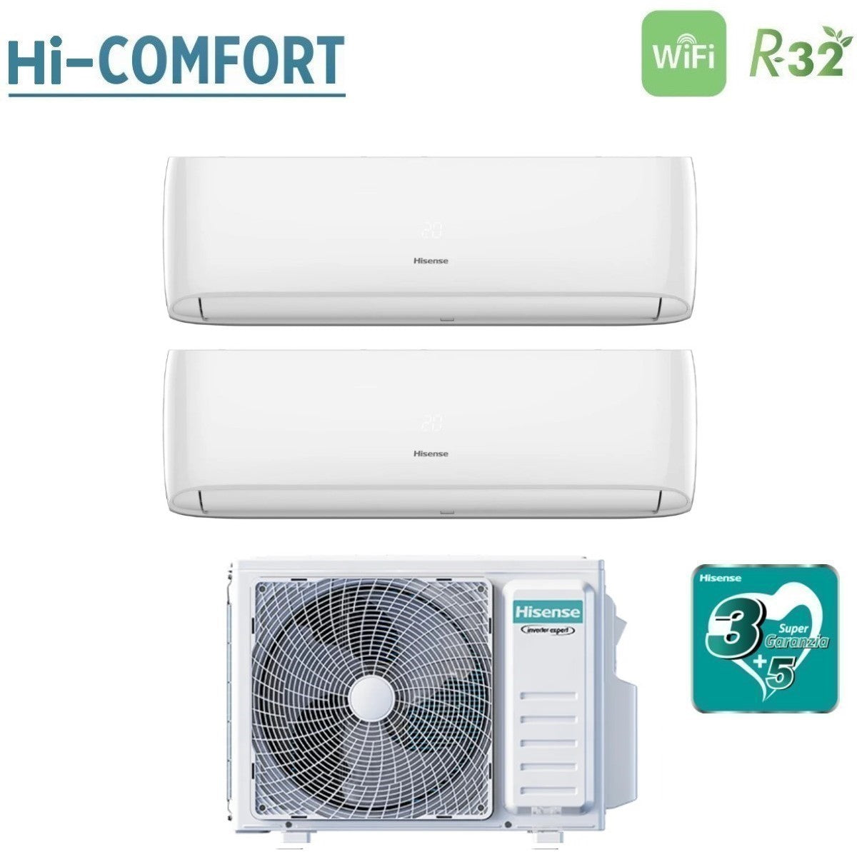 hisense climatizzatore condizionatore hisense dual split inverter serie hi comfort 99 con 2amw52u4rxc r 32 wi fi integrato 90009000 novita