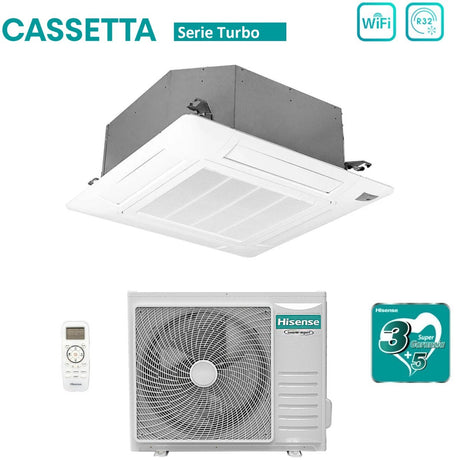 hisense climatizzatore condizionatore hisense inverter a cassetta serie turbo 24000 btu act71ur4rjc8 auw71u4rk8 r 32 wi fi optional classe aa con telecomando e pannello incluso