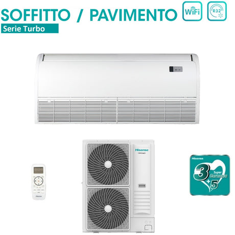 hisense climatizzatore condizionatore hisense inverter soffitto pavimento serie turbo 48000 btu auv140ur4rc8 auw140u6rn8 r 32 wi fi optional con telecomando di serie incluso